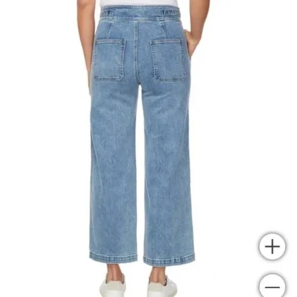 Hudson Tie-Waist High-Rise Wide-Leg Trouser Jeans. Size 4/27. color: blue - Picture 6 of 8